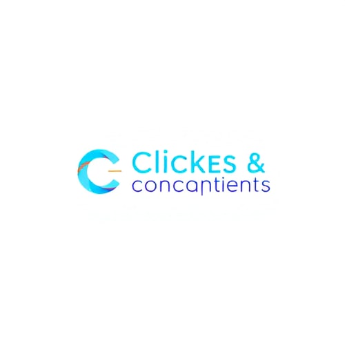 AI Design for Act as a highly experienced graphic designer with 25 years of expertise in creating logos for startups. Design a logo for 'Clicks & Concepts,' an event management company specializing in private birthdays, corporate events, and photoshoots. The logo should combine a Wordmark and logo mark highligting the Letters C, &, C to reflect the startup's dynamic identity. Use sky blue as the primary color, and suggest a complementary color combination that works well with it. Focus on a vibrant color palette that appeals to younger audiences. The design should balance playfulness with professionalism to resonate with both corporate and private clients.