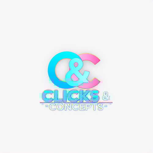 AI Design for Act as a highly experienced graphic designer with 25 years of expertise in creating logos for startups. Design a logo for 'Clicks & Concepts,' an event management company specializing in private birthdays, corporate events, and photoshoots. The logo should combine a Wordmark and logo mark highligting the Letters C, &, C to reflect the startup's dynamic identity. Use sky blue as the primary color, and suggest a complementary color combination that works well with it. Focus on a vibrant color palette that appeals to younger audiences. The design should balance playfulness with professionalism to resonate with both corporate and private clients.