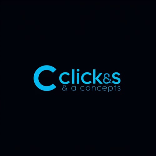 AI Design for Act as a highly experienced graphic designer with 25 years of expertise in creating logos for startups. Design a logo for 'Clicks & Concepts,' an event management company specializing in private birthdays, corporate events, and photoshoots. The logo should combine a Wordmark and logo mark highligting the Letters C, &, C to reflect the startup's dynamic identity. Use sky blue as the primary color, and suggest a complementary color combination that works well with it. Focus on a vibrant color palette that appeals to younger audiences. The design should balance playfulness with professionalism to resonate with both corporate and private clients.