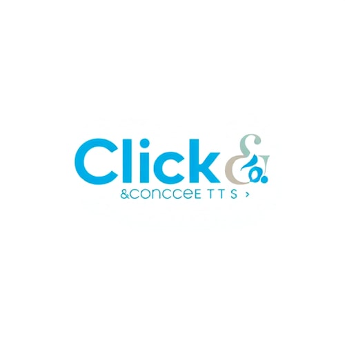 AI Design for Act as a highly experienced graphic designer with 25 years of expertise in creating logos for startups. Design a logo for 'Clicks & Concepts,' an event management company specializing in private birthdays, corporate events, and photoshoots. The logo should combine a Wordmark and logo mark to reflect the startup's dynamic identity. Use sky blue as the primary color, and suggest a complementary color combination that works well with it. Focus on a vibrant color palette that appeals to younger audiences. The design should balance playfulness with professionalism to resonate with both corporate and private clients.