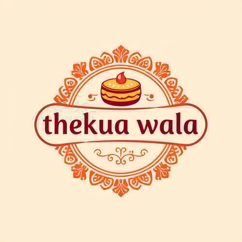 AI Design for i want to make logo for brand "thekua wala" its a brand for Thekua sweets make it look indian classical 