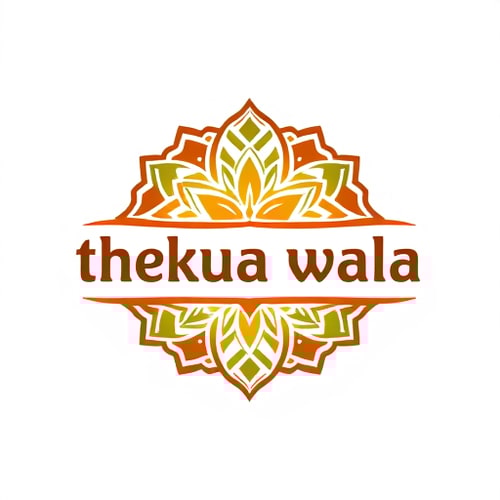AI Design for i want to make logo for brand "thekua wala" give indian traditonal look