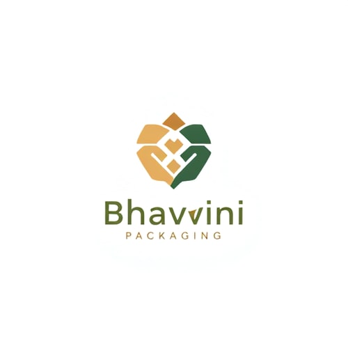 AI Design for Minimalist for a modern and reliable packaging design company named "Bhavani Packaging": Abstract representation of interconnected packaging elements, muted earthy tones (terracotta, deep green, cream), clean sans-serif font. Design inspired by geometric patterns and functional aesthetics, with sharp lines and subtle gradients, on a plain white background.