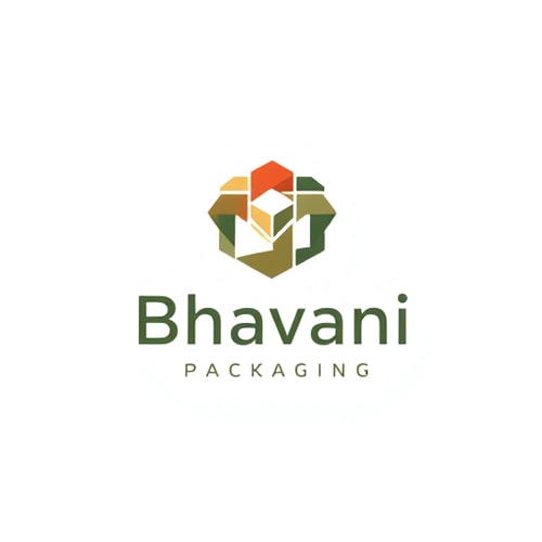 AI Design for Minimalist for a modern and reliable packaging design company named "Bhavani Packaging": Abstract representation of interconnected packaging elements, muted earthy tones (terracotta, deep green, cream), clean sans-serif font. Design inspired by geometric patterns and functional aesthetics, with sharp lines and subtle gradients, on a plain white background.