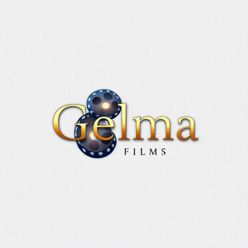 AI Design for Pictorial for a film production company named "Gelma Films": A stylized film reel with subtle, abstract light flares, a sophisticated palette of deep blues, golds, and muted grays, and a modern, elegant sans-serif typeface. Design with a cinematic and artistic influence, focusing on a clean, memorable, and impactful visual execution, on a subtle textured background.