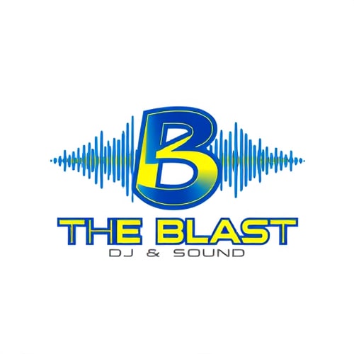 AI Design for a high-energy DJ and sound company named "The Blast DJ & Sound": Abstract sound wave forming a stylized 'B' or 'S', vibrant electric blue and sharp yellow, bold sans-serif font with subtle angular cuts. Design with a modern, futuristic influence and a sleek, dynamic style direction, incorporating subtle glowing effects on the sound wave, and a clean, solid background.
