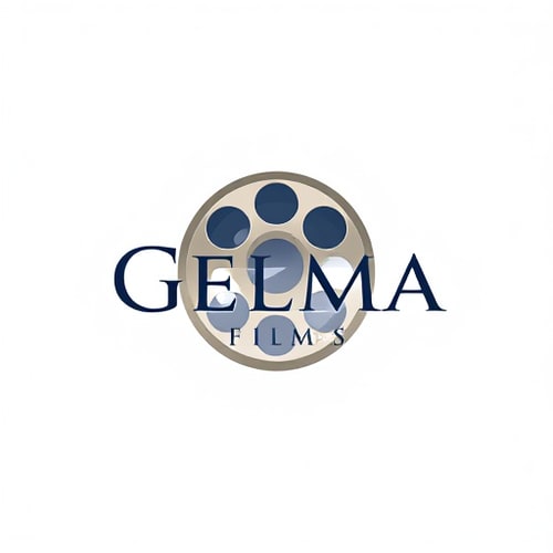 AI Design for Pictorial for a film production company named "Gelma Films": A stylized film reel with subtle, abstract light flares, a sophisticated palette of deep blues, golds, and muted grays, and a modern, elegant sans-serif typeface. Design with a cinematic and artistic influence, focusing on a clean, memorable, and impactful visual execution, on a subtle textured background.