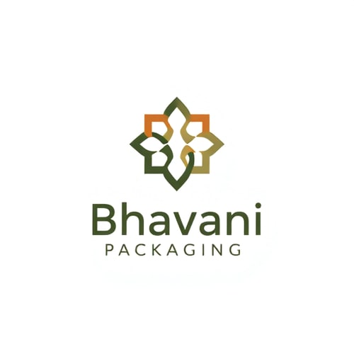 AI Design for Minimalist for a modern and reliable packaging design company named "Bhavani Packaging": Abstract representation of interconnected packaging elements, muted earthy tones (terracotta, deep green, cream), clean sans-serif font. Design inspired by geometric patterns and functional aesthetics, with sharp lines and subtle gradients, on a plain white background.