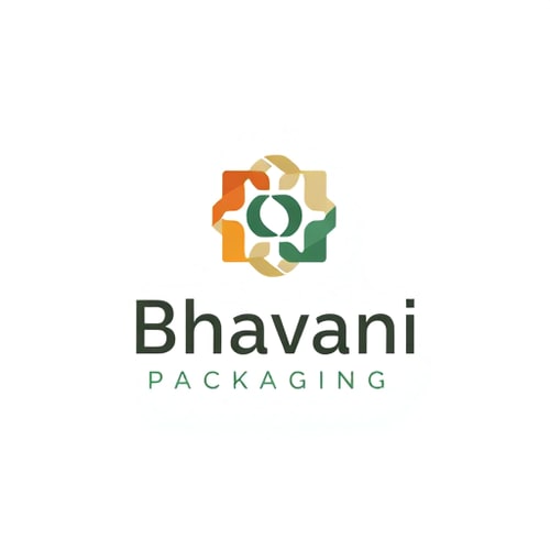 AI Design for Minimalist for a modern and reliable packaging design company named "Bhavani Packaging": Abstract representation of interconnected packaging elements, muted earthy tones (terracotta, deep green, cream), clean sans-serif font. Design inspired by geometric patterns and functional aesthetics, with sharp lines and subtle gradients, on a plain white background.