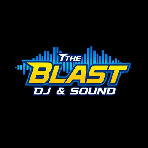 AI Design for a high-energy DJ and sound company named "The Blast DJ & Sound": Abstract sound wave forming a stylized 'B' or 'S', vibrant electric blue and sharp yellow, bold sans-serif font with subtle angular cuts. Design with a modern, futuristic influence and a sleek, dynamic style direction, incorporating subtle glowing effects on the sound wave, and a clean, solid background.