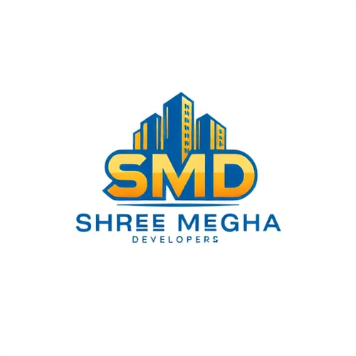 AI Design for A professional mascot-style logo for a real estate company named Shree Megha Developers Pvt Ltd. The mascot/icon should creatively integrate the letters SMD into its structure, forming the base or core design of the icon. Incorporate real estate elements such as sleek modern buildings, skyscrapers, or minimal open plot outlines. The design should be clean, bold, and minimal, exuding trust, stability, and premium quality. Use a balanced color palette of blues (trust), golds (luxury), and greens (growth). The overall style should be vector-based, scalable, and branding-ready. The mascot should look modern and authoritative, suitable for a professional real estate brand.