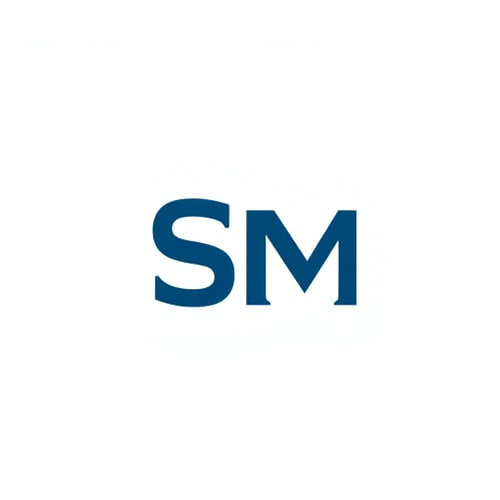 AI Design for A modern, minimal mascot-style logo icon combining the letters "S" and "M". The letters should be cleverly shaped to resemble real estate elements: a building, a house , or open plot outline. Clean, geometric lines, professional and premium look, with a balanced color palette (blues, golds, or greens). The design should clearly emphasize trust, growth, and stability while keeping the "SM" readable and integrated into the structure of the real estate symbol.