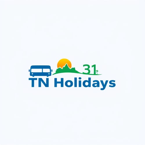 AI Design for Design a professional combination mark logo for TN 31 Holidays, a travel and tourism company from Tamil Nadu. The logo should balance modern professionalism with a sense of adventure and cultural identity.Elements to consider:A clean, minimal symbol or icon that reflects travel, holidays, and exploration (like a Bus, Cars, palm tree, sun, or road).Subtle inspiration from Tamil Nadu culture or heritage (temple tower silhouette, waves, coconut trees, hills).Professional typography for “TN 31 Holidays” in bold, modern Long Fonts.Use a color palette that feels vibrant yet trustworthy (blue, orange, green, or earthy tones).Ensure scalability: must look clear on websites, social media, print, and merchandise.Style: Clean, modern, minimal, with a balance of corporate and friendly travel vibes.