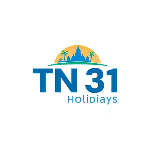 AI Design for Design a professional combination mark logo for TN 31 Holidays, a travel and tourism company from Tamil Nadu. The logo should balance modern professionalism with a sense of adventure and cultural identity.Elements to consider:A clean, minimal symbol or icon that reflects travel, holidays, and exploration (like a Bus, Cars, palm tree, sun, or road).Subtle inspiration from Tamil Nadu culture or heritage (temple tower silhouette, waves, coconut trees, hills).Professional typography for “TN 31 Holidays” in bold, modern Long Fonts.Use a color palette that feels vibrant yet trustworthy (blue, orange, green, or earthy tones).Ensure scalability: must look clear on websites, social media, print, and merchandise.Style: Clean, modern, minimal, with a balance of corporate and friendly travel vibes.