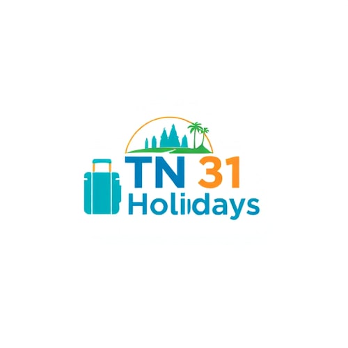 AI Design for Design a professional combination mark logo for TN 31 Holidays, a travel and tourism company from Tamil Nadu. The logo should balance modern professionalism with a sense of adventure and cultural identity.Elements to consider:A clean, minimal symbol or icon that reflects travel, holidays, and exploration (like a suitcase, airplane, palm tree, sun, or road).Subtle inspiration from Tamil Nadu culture or heritage (temple tower silhouette, waves, coconut trees, hills).Professional typography for “TN 31 Holidays” in bold, modern sans-serif font.Use a color palette that feels vibrant yet trustworthy (blue, orange, green, or earthy tones).Ensure scalability: must look clear on websites, social media, print, and merchandise.Style: Clean, modern, minimal, with a balance of corporate and friendly travel vibes.