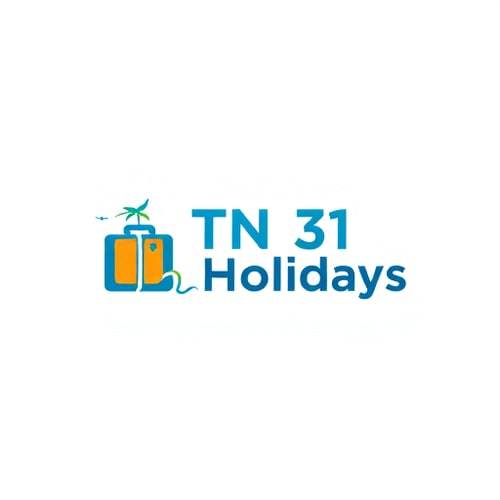 AI Design for Design a professional combination mark logo for TN 31 Holidays, a travel and tourism company from Tamil Nadu. The logo should balance modern professionalism with a sense of adventure and cultural identity.Elements to consider:A clean, minimal symbol or icon that reflects travel, holidays, and exploration (like a suitcase, airplane, palm tree, sun, or road).Subtle inspiration from Tamil Nadu culture or heritage (temple tower silhouette, waves, coconut trees, hills).Professional typography for “TN 31 Holidays” in bold, modern sans-serif font.Use a color palette that feels vibrant yet trustworthy (blue, orange, green, or earthy tones).Ensure scalability: must look clear on websites, social media, print, and merchandise.Style: Clean, modern, minimal, with a balance of corporate and friendly travel vibes.