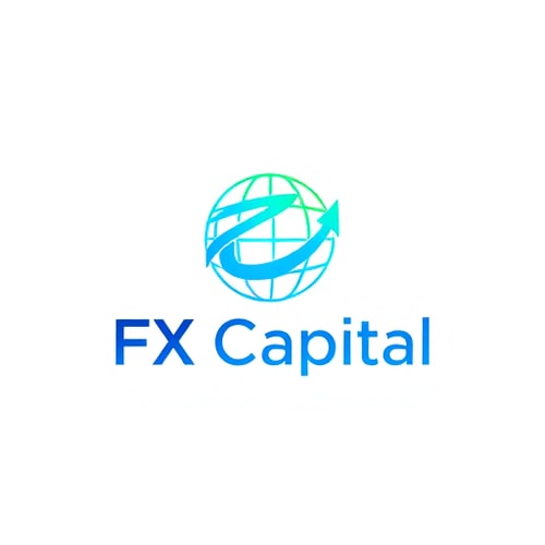 AI Design for Create a modern, professional logo for "FX Capital India". Use a minimal and clean design with a global finance theme. Include a globe or circular shape with an upward arrow or swoosh to symbolize growth and success. The text "FX" should be bold and prominent, while "Capital India" should be smaller and sleek below or beside it. Use vibrant gradient colors like blue or green with a white or transparent background. Keep the style flat and corporate, suitable for financial and investment businesses.
