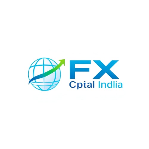 AI Design for Create a modern, professional logo for "FX Capital India". Use a minimal and clean design with a global finance theme. Include a globe or circular shape with an upward arrow or swoosh to symbolize growth and success. The text "FX" should be bold and prominent, while "Capital India" should be smaller and sleek below or beside it. Use vibrant gradient colors like blue or green with a white or transparent background. Keep the style flat and corporate, suitable for financial and investment businesses.