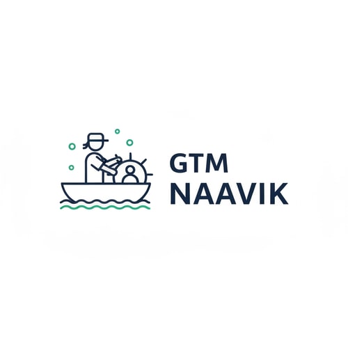 AI Design for Minimal and modern logo design for a digital marketing agency named “GTM Naavik”.
Concept: a naavik (sailor) steering a simple boat in calm water, symbolizing guiding customers toward success.
Include a small person (customer) sitting peacefully inside the boat.
Style: flat vector, clean lines, minimalistic, and professional.
Use main colors #0A3D62 (deep navy blue) and #1ABC9C (teal green) only.
Typography: modern sans-serif, clean and balanced, text “GTM Naavik” beside or below the icon.
Background: plain white or transparent.
Emphasize trust, guidance, and digital growth with a sleek, contemporary look.