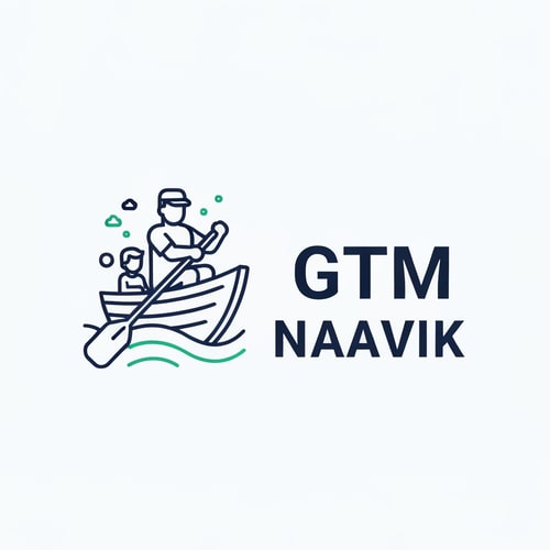 AI Design for A professional and creative logo for a digital marketing agency named “GTM Naavik”.
The logo features a naavik (boat sailor) steering a small boat in a calm digital sea — symbolizing guiding customers smoothly toward growth and success.
The sailor (Naavik) is confidently holding the oar, representing control and direction.
The customer is sitting peacefully in the boat, symbolizing satisfaction and trust.
Use a modern minimal vector style, clean lines, and subtle wave elements to reflect technology and movement.
Main brand colors: deep navy blue (#0A3D62) and teal green (#1ABC9C).
The text “GTM Naavik” should be clear, modern, and tech-inspired font below or beside the icon.
The logo should feel trustworthy, innovative, and professional, suitable for a digital marketing agency.
Style inspiration: flat vector, geometric, gradient blend, minimalistic composition.
Background: light or white.