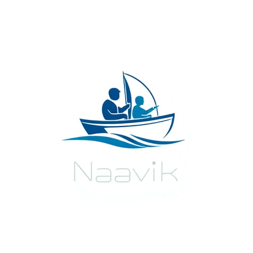AI Design for Logo Prompt (for AI image generation):
A creative, modern logo showing a Naavik (sailor) and a Customer sailing together in the same boat.
The Naavik (sailor) should appear as the main effort-making person — steering, rowing, or managing the sail — while the Customer is calmly guiding or pointing the direction.
The concept should represent collaboration, guidance, and partnership.
Style: minimal, professional, clean lines, inspired by the existing Naavik logo (attached reference).
Use colors and shapes that convey trust, teamwork, and progress — such as blue, white, and soft gold accents.
The design should look great for both digital and print, with a symbol + name layout (where text “Naavik” or your brand name can be added below or beside the icon).
The overall tone should feel forward-moving, purposeful, and human-centered — showing that the Naavik leads with effort while the Customer collaborates to reach success.
color code is : #0A3D62 and #1ABC9C