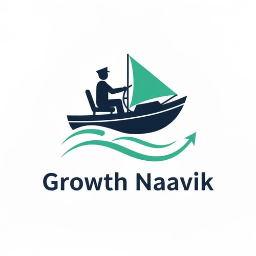 AI Design for Create a minimal and negative space logo for a digital marketing company named “Growth Naavik.”
Concept:
The logo should creatively combine the ideas of “Growth” and “Naavik” (sailor).
Depict a boat (naav) sailing smoothly on stylized waves, symbolizing growth and progress.
Show a Naavik (sailor) calmly steering the boat and a customer sitting comfortably, representing partnership and trust — the sailor guiding the customer’s journey to success.
Use negative space smartly to form the boat, waves, or growth elements (like an upward wave or subtle arrow).
The overall feel should be professional, peaceful, and inspiring, reflecting creativity and smooth guidance.
Style:
Minimal & Flat Design
Symbolic and Balanced Composition
Clean lines with modern geometry
Peaceful, trustworthy, and creative tone
Emphasize “Growth” through upward motion or wave flow
Color Palette:
Deep Navy Blue (#0A3D62) — for professionalism and trust
Turquoise Green (#1ABC9C) — for growth and creativity
Typography:
Use a clean, sans-serif font for “Growth Naavik,” with the text placed below the icon for balance.