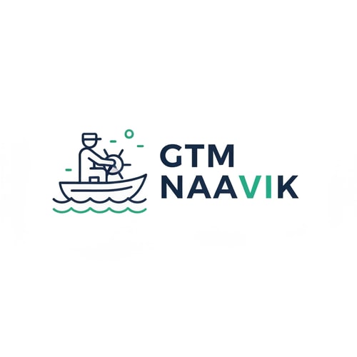 AI Design for Minimal and modern logo design for a digital marketing agency named “GTM Naavik”.
Concept: a naavik (sailor) steering a simple boat in calm water, symbolizing guiding customers toward success.
Include a small person (customer) sitting peacefully inside the boat.
Style: flat vector, clean lines, minimalistic, and professional.
Use main colors #0A3D62 (deep navy blue) and #1ABC9C (teal green) only.
Typography: modern sans-serif, clean and balanced, text “GTM Naavik” beside or below the icon.
Background: plain white or transparent.
Emphasize trust, guidance, and digital growth with a sleek, contemporary look.