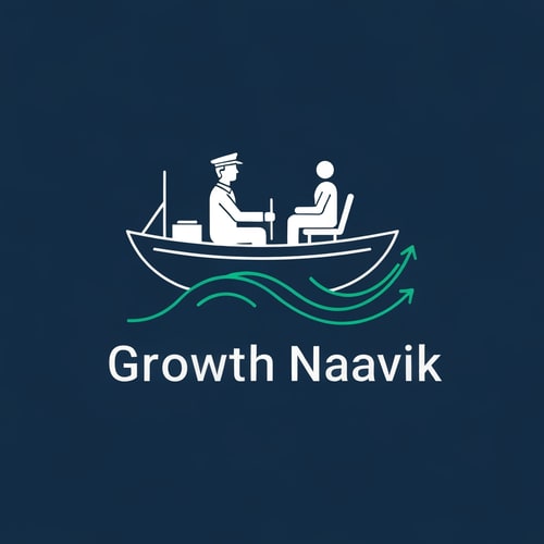 AI Design for Create a minimal and negative space logo for a digital marketing company named “Growth Naavik.”
Concept:
The logo should creatively combine the ideas of “Growth” and “Naavik” (sailor).
Depict a boat (naav) sailing smoothly on stylized waves, symbolizing growth and progress.
Show a Naavik (sailor) calmly steering the boat and a customer sitting comfortably, representing partnership and trust — the sailor guiding the customer’s journey to success.
Use negative space smartly to form the boat, waves, or growth elements (like an upward wave or subtle arrow).
The overall feel should be professional, peaceful, and inspiring, reflecting creativity and smooth guidance.
Style:
Minimal & Flat Design
Symbolic and Balanced Composition
Clean lines with modern geometry
Peaceful, trustworthy, and creative tone
Emphasize “Growth” through upward motion or wave flow
Color Palette:
Deep Navy Blue (#0A3D62) — for professionalism and trust
Turquoise Green (#1ABC9C) — for growth and creativity
Typography:
Use a clean, sans-serif font for “Growth Naavik,” with the text placed below the icon for balance.