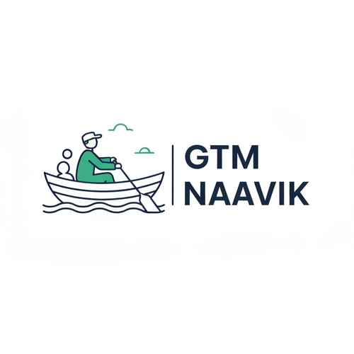 AI Design for Create a minimal and modern logo for a digital marketing agency named “GTM Naavik”.
Concept: a small elegant boat sailing smoothly on calm water.
In the boat, a Naavik (sailor) is rowing the boat gently, while the customer sits peacefully and relaxed, symbolizing trust, comfort, and smooth completion of work.
The design should give a peaceful, balanced, and confident feeling — showing that GTM Naavik helps clients reach their goals effortlessly.
Style: flat vector, clean lines, minimal details, modern and professional.
Use only two brand colors:
#0A3D62 (deep navy blue) — for trust and depth
#1ABC9C (teal green) — for growth and freshness
Typography: modern sans-serif, simple and neat, text “GTM Naavik” beside or below the icon.
Background: plain white or transparent.
Overall mood: peaceful, trustworthy, growth-oriented, and smooth like calm waves.