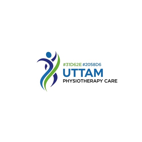 AI Design for please create Uttam Physiotherapy care logo
color code = 31D62E and 2058D6