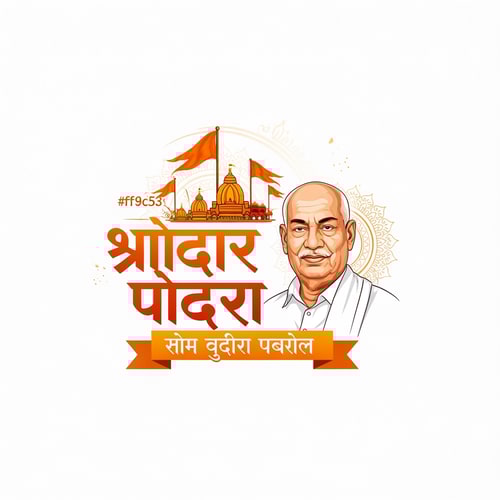 AI Design for Design a premium vector logo for a cultural Indian event named "सरदार रथयात्रा".
Concept:
The logo should represent a spiritual journey (yatra), heritage, and leadership.
The design must look grand, traditional, and suitable for a large public event or campaign.
Main focus:
A detailed and dignified vector portrait of Sardar Vallabhbhai Patel on the right side, similar style to the reference image, clean illustration, iconic Indian leader look, warm lighting, respectful expression.
Typography:
Bold Hindi typography for the title:
"सरदार रथयात्रा"
Tagline below in a ribbon banner:
"सरदार आपके द्वार"
Color palette (strictly use only these):
Primary: #ff9c53
Secondary: #77a76a
Use elegant gradients, subtle gold-like highlights, and premium contrast.
Important changes:
- Remove the chariot (rath) icon completely
- Instead add subtle yatra elements like:
saffron flags, spiritual decorative patterns, Indian cultural motifs
- The logo should feel dynamic like a journey or procession
- Balanced layout similar to the reference design
- Premium event branding quality
Style:
Modern Indian festival logo, clean vector illustration, flat design with soft gradients, professional branding, Adobe Illustrator style.
Output:
Ultra high resolution, print ready, sharp vector logo, white or transparent background, centered composition, crisp edges, minimal clutter.
