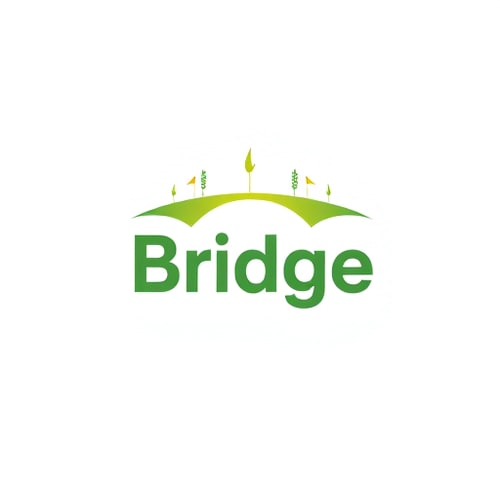AI Design for Logo Design:"Design a modern, minimalistic logo for a mobile app called 'Bridge'. The app helps farmers order farm essentials like wheat, milk, and groceries quickly, similar to Instamart. The logo should combine elements of a bridge (symbolizing connection and trust) with soft agricultural motifs (like a wheat stalk or leaf). Use a clean geometric style, flat design, and bold, modern typography. Color palette should be fresh and approachable — shades of green for agriculture, with a touch of yellow or orange for energy and warmth. The design must look professional, scalable, and suitable as an app icon." 