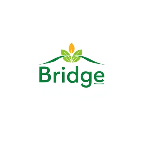AI Design for Logo Design:Create an aesthetic, minimal, and modern logo for a mobile app named 'Bridge'. The app connects farmers to quick-commerce essentials like wheat, milk, and groceries. Design a unique abstract mark that blends the idea of a bridge (connection, trust) with a subtle agricultural element (leaf or wheat line). Use clean geometry, smooth curves, and balanced negative space. Typography: bold, modern sans-serif. The style should be timeless, elegant, and instantly recognizable as a premium brand. Color palette: fresh green with a warm accent (yellow or orange).
