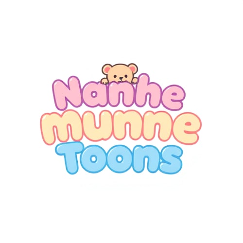 AI Design for "Create a minimal and cute logo for a kids channel called Nanhe Munne Toons.Use soft pastel colors like baby pink, sky blue, and light yellow.The text should be rounded and simple, easy to read for kids.Add a small cartoon mascot (like a teddy bear, bunny, or baby face) above or beside the text.Keep the design clean, flat, and modern, suitable for a YouTube channel icon.Background: white or transparent."