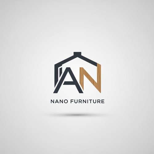 AI Design for A minimalist brand logo for a furniture company featuring the letters NAMED NANO FURNITURE integrated into a sleek, architectural icon — Centered, balanced composition with the text "AN" as the primary focal point, A sophisticated palette of matte charcoal gray and warm oak wood tones, Clean and professional mood with soft, diffused studio lighting, Modern vector graphic design with a focus on negative space and high-end structural lines, Keep text/logos/labels "AN" EXACTLY unchanged; no rewriting, redrawing, correcting, or adding any text; avoid any complex shadows or gradients, Presented on a solid, neutral white background.
