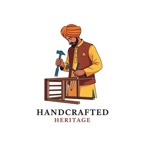 AI Design for generate an logo of a indian man making furniture