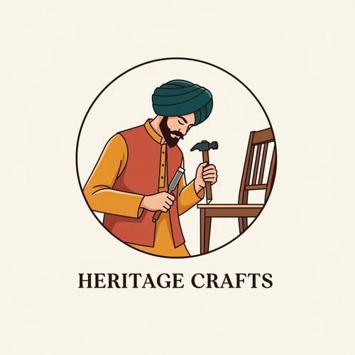 AI Design for generate an logo of a indian man making furniture