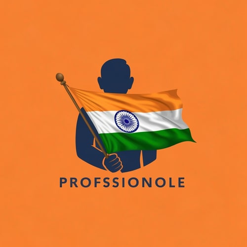 AI Design for a person with a speaker and on the person image attached a indian flag