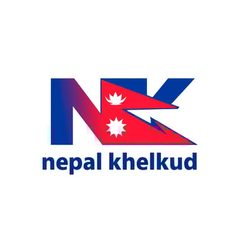 AI Design for logo with channel name Nepal Khelkud, where it show NK and K is replace by Nepal Flag, and Write nepal kehlkud below the logo, with nepal flag colur background