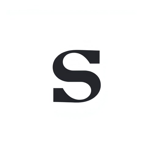 AI Design for Letterform for a modern and sleek shoe brand named "S": A stylized, abstract "S" that subtly hints at the curve of a shoe sole or a dynamic stride, with clean lines and a sense of movement. A sophisticated monochromatic palette of deep charcoal grey and stark white, with a subtle metallic silver accent. Typography should be a clean, sans-serif font that is modern and legible. Design with influence from Bauhaus and mid-century modernism, focusing on geometric shapes and negative space. Visual execution will be flat design with subtle gradients or textures to add depth. White background.