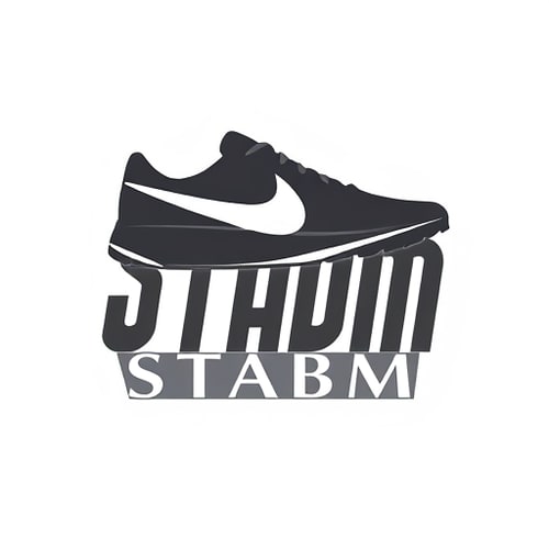 AI Design for Letterform for a premium and elegant sneaker brand named "STABM": A sophisticated, abstract NIKE sneaker suggesting speed and elevated style, deep charcoal, and a hint of off-white, A sleek, modern sans-serif typeface with subtle sharp edges to echo the brand initial, Modern, minimalist, luxury, with subtle art deco influences, A clean, geometric representation with a focus on sharp lines and balanced negative space, White background.