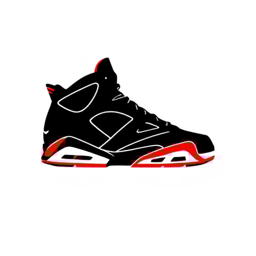 AI Design for  the logo should be for a brand named "STABM" Minimalist emblem for a basketball shoe brand named "Jordan 6": A stylized silhouette of the Air Jordan 6 sneaker with a subtle Jumpman logo integrated into the design, representing legacy and performance. Black, White, and Infrared red for the color palette. Bold, sans-serif typography for the "Jordan 6" name. Design a modern and iconic logo, drawing influence from retro sportswear and street art. Visual execution details: Clean lines, sharp angles, and a sense of dynamic movement. Background type: Solid white.