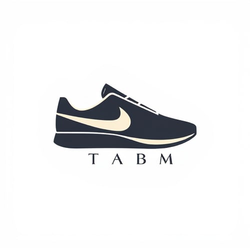 AI Design for Letterform for a premium and elegant sneaker brand named "STABM": A sophisticated, abstract NIKE sneaker suggesting speed and elevated style, deep charcoal, and a hint of off-white, A sleek, modern typeface with subtle sharp edges to echo the brand initial, Modern, minimalist, luxury, with subtle art deco influences, A clean, geometric representation with a focus on sharp lines and balanced negative space, White background.