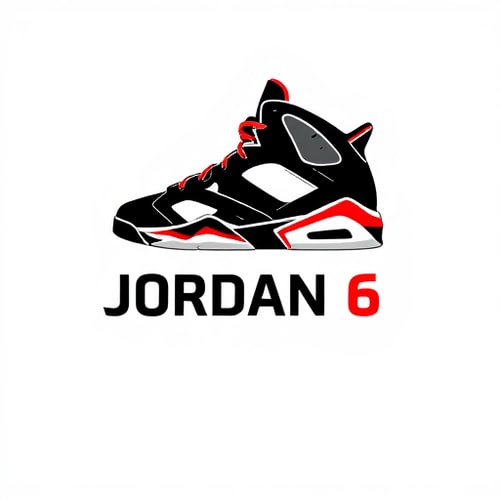 AI Design for Minimalist emblem for a basketball shoe brand named "Jordan 6": A stylized silhouette of the Air Jordan 6 sneaker with a subtle Jumpman logo integrated into the design, representing legacy and performance. Black, White, and Infrared red for the color palette. Bold, sans-serif typography for the "Jordan 6" name. Design a modern and iconic logo, drawing influence from retro sportswear and street art. Visual execution details: Clean lines, sharp angles, and a sense of dynamic movement. Background type: Solid white. the logo should be for a brand named "STABM" 