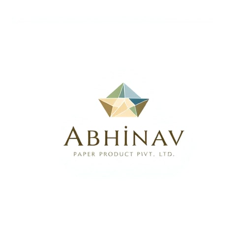 AI Design for Minimalist for a paper product manufacturer named "Abhinav Paper Product Pvt Ltd": Clean lines and geometric shapes representing paper folding and precision, a muted palette of earth tones and subtle blues, a modern sans-serif font. Design with a focus on the Japanese art of origami, a subtle embossed effect on the "A" or the company name, and a plain white background.