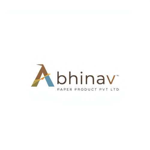 AI Design for Minimalist for a paper product manufacturer named "Abhinav Paper Product Pvt Ltd": Clean lines and geometric shapes representing paper folding and precision, a muted palette of earth tones and subtle blues, a modern sans-serif font. Design with a focus on the Japanese art of origami, a subtle embossed effect on the "A" or the company name, and a plain white background.