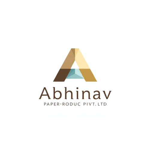 AI Design for Minimalist for a paper product manufacturer named "Abhinav Paper Product Pvt Ltd": Clean lines and geometric shapes representing paper folding and precision, a muted palette of earth tones and subtle blues, a modern sans-serif font. Design with a focus on the Japanese art of origami, a subtle embossed effect on the "A" or the company name, and a plain white background.
