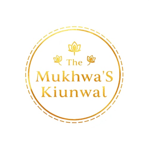 AI Design for Modern minimal embossed logo for The Mukhwas Mahal. Clean circular emblem with golden embossed outline. Inside the frame, add delicate fennel seed illustrations with lotus petals. Typography in embossed metallic gold serif font. Balanced look – not too busy, not too plain – keeping the design elegant yet distinctly Indian."