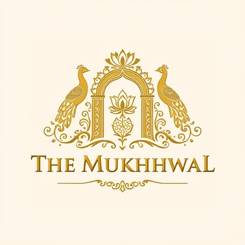 AI Design for Design a premium royal logo for The Mukhwas Mahal. The emblem should feature an ornate Indian arch with a lotus on top and two elegant peacocks on the sides. Add subtle decorative detailing like fine floral vines and scattered fennel seeds to give richness without making it crowded. Place the brand name in embossed metallic gold serif font neatly below the emblem. Finish with a raised embossed foil effect (gold or silver) on a neutral background. The overall design should look regal, authentically Indian, and luxurious.