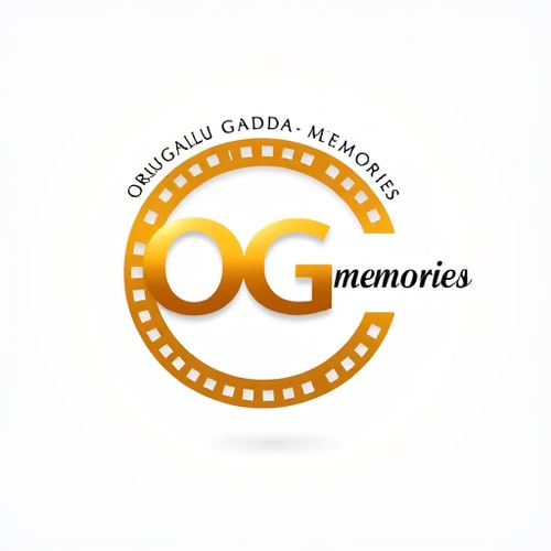AI Design for Create a 3D logo for 'OG Memories' with 'OG' in the center, 'Orugallu Gadda' forming a curved arc above it, 'Memories' to the right, and tagline 'Orugallu's Private Cinema' below. Include a subtle film reel circle with perforations around 'OG', soft spotlight effect, gold-orange gradient for main text, and classy cinematic style. Landscape orientation, premium and elegant